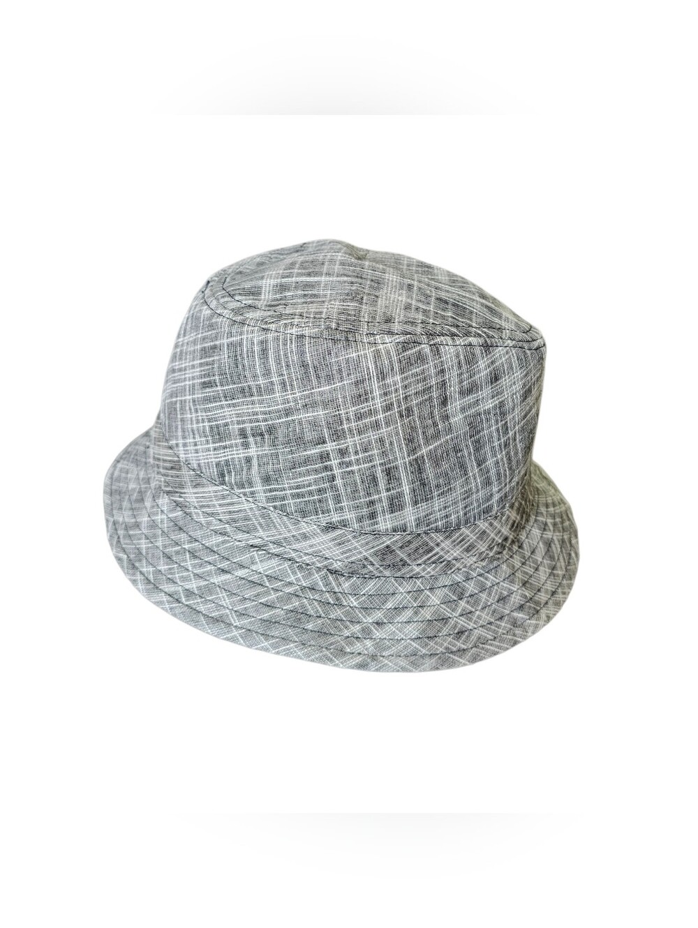 Milani Men's Linen Blend Bucket Hat Size S/M Gray White Textured Sun Fedora Cap